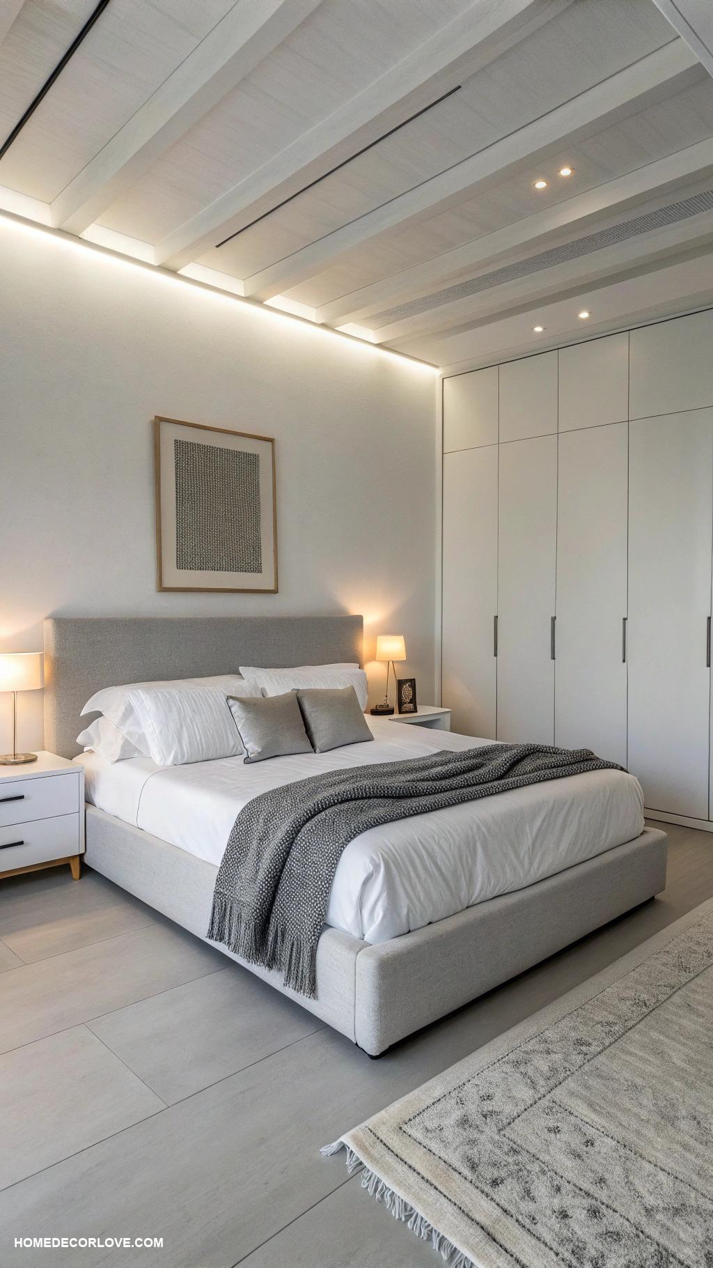 bedroom design Minimalist whites and greys