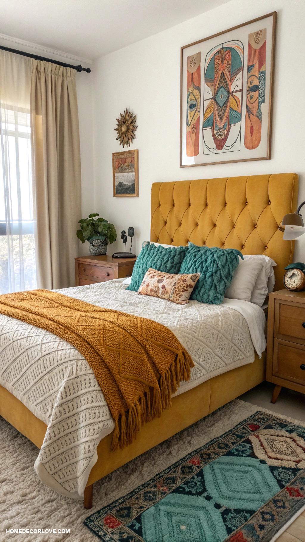 bedroom design Vintage retro decor elements