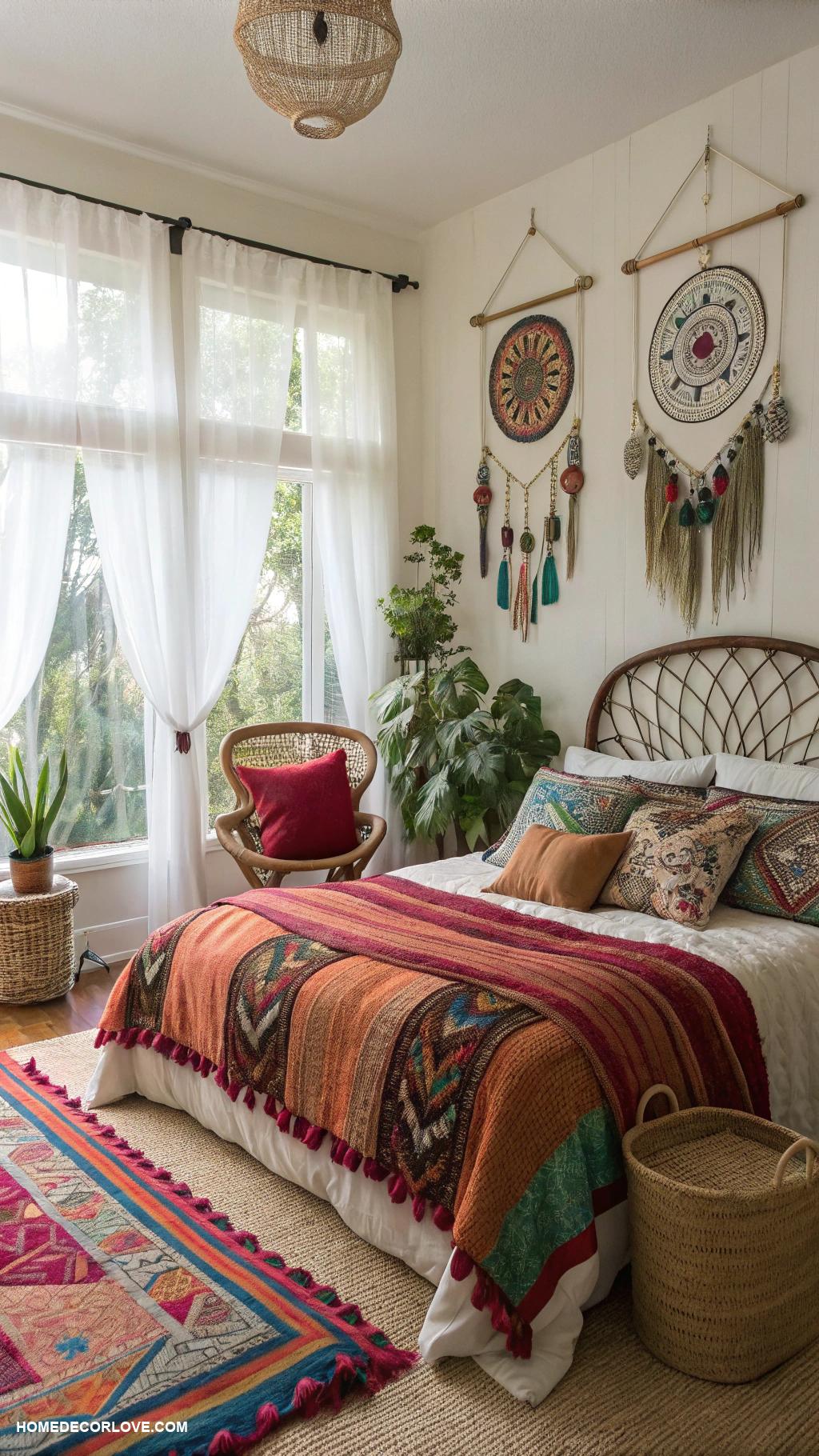 bedroom inspirations Bohemian chic with vibrant textiles and patterns