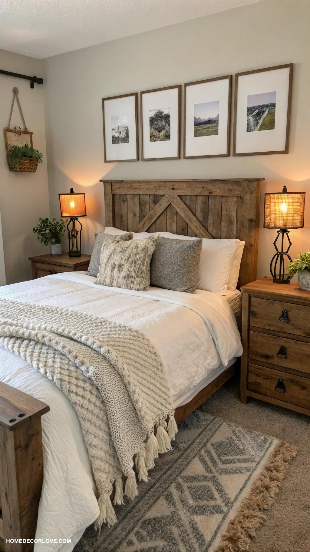 bedroom inspirations Cozy farmhouse style with rustic accents