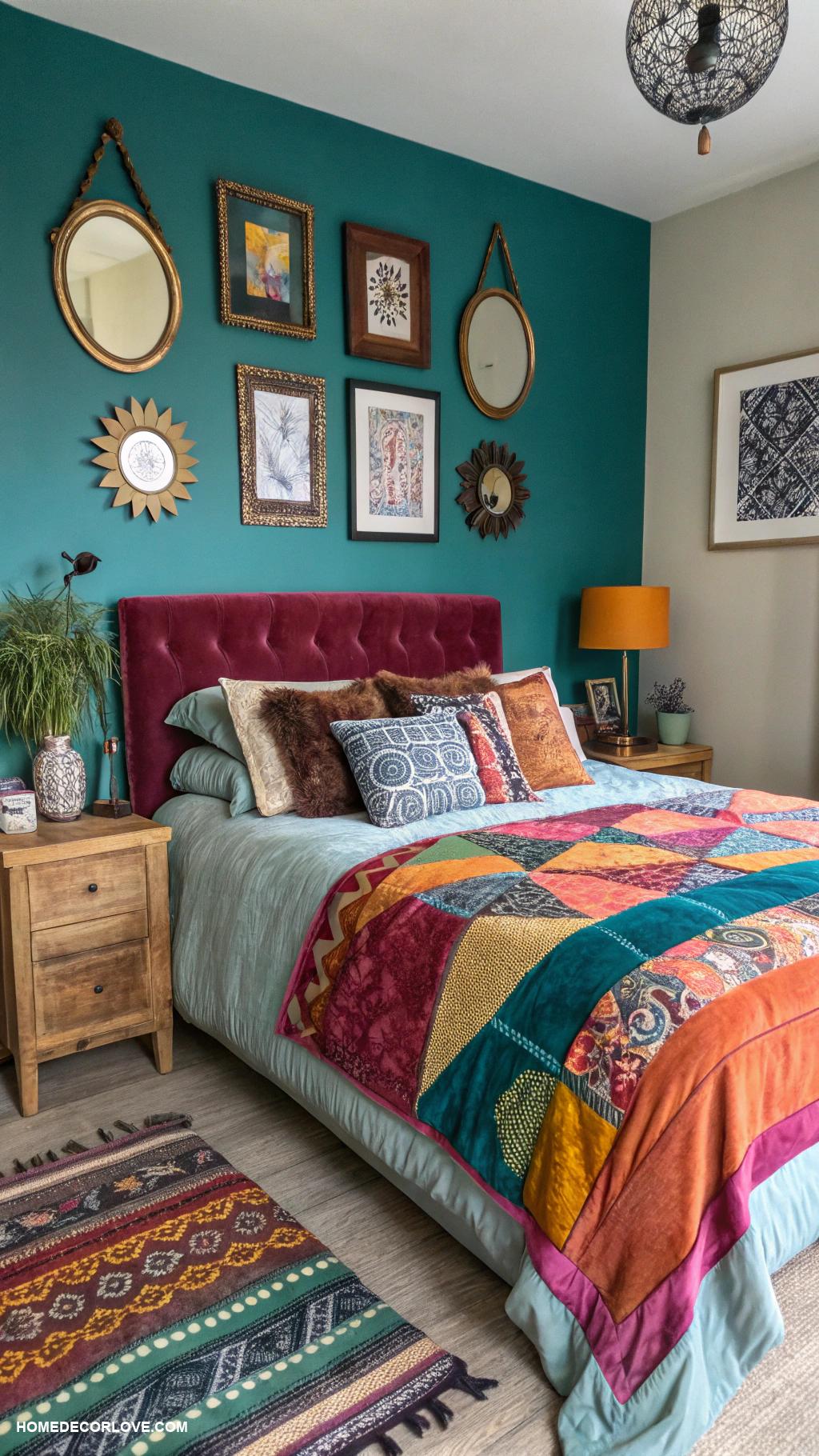 bedroom inspirations Eclectic mix of colors and textures