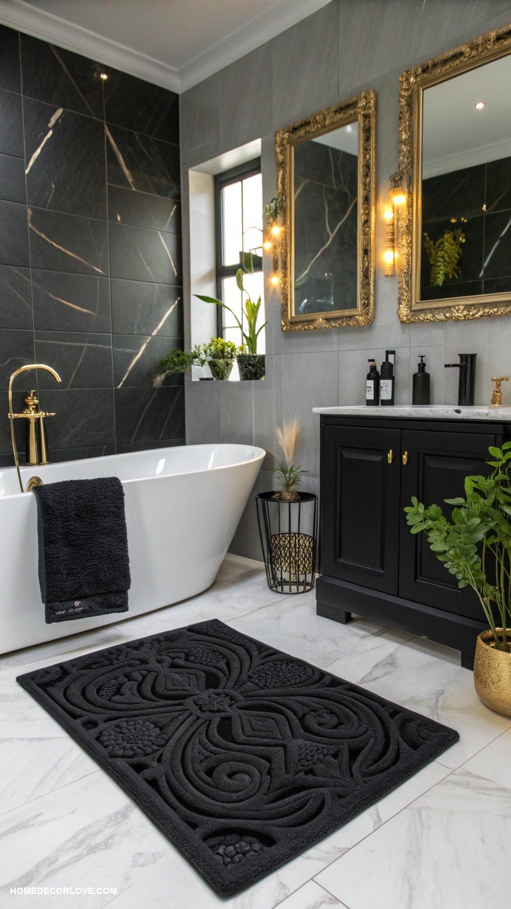 black bathroom Black bath mats for subtle sophistication