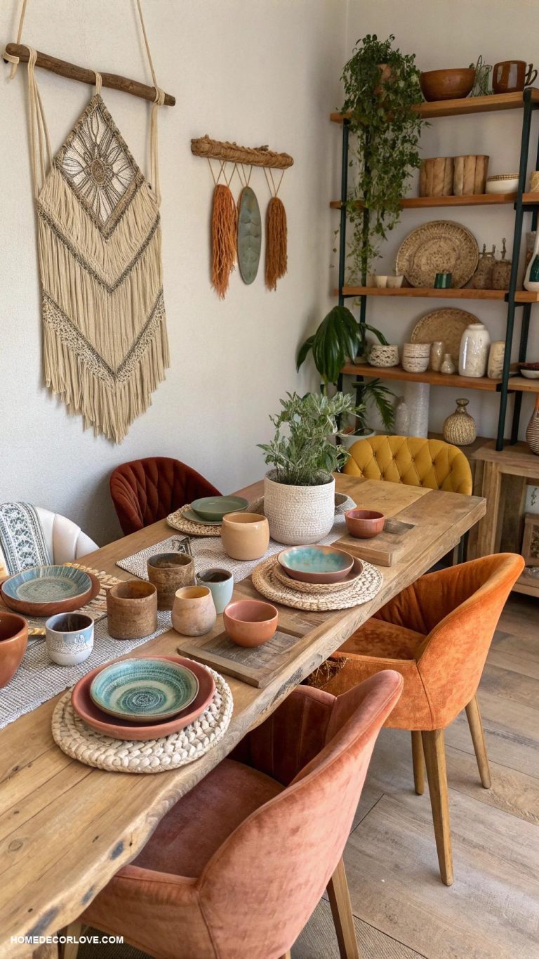 boho dining room Handmade pottery for unique touches