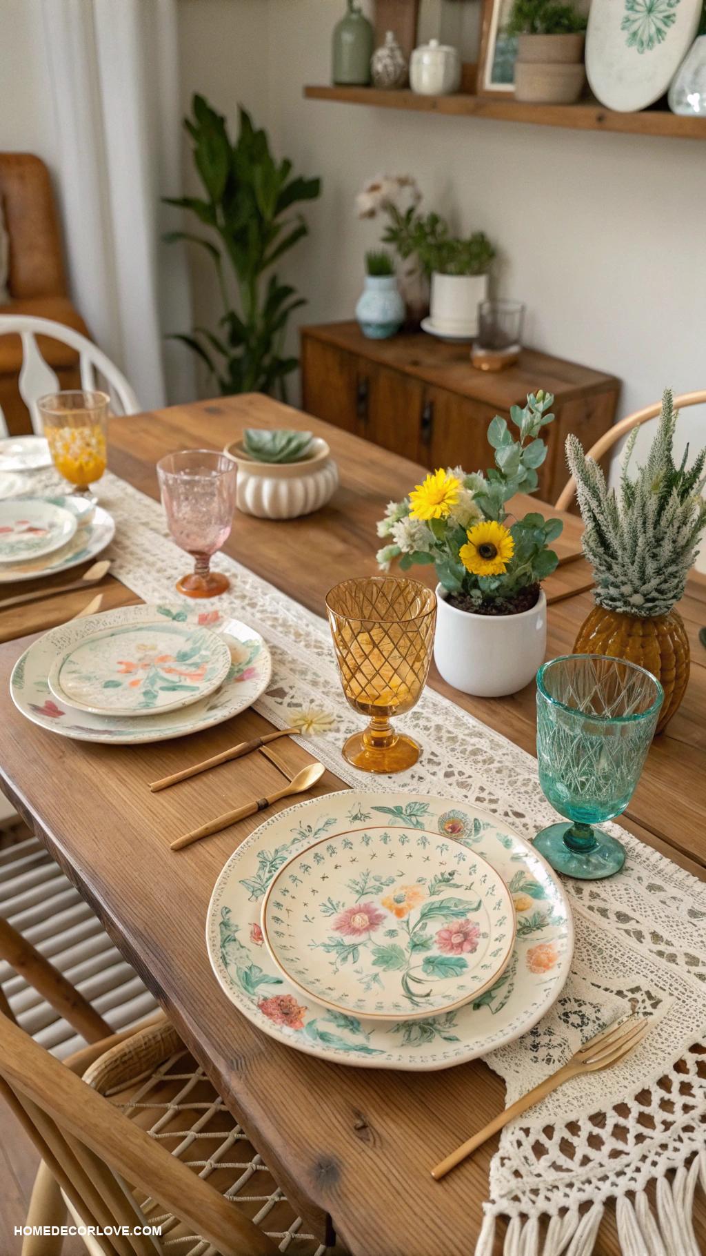 boho dining room Vintage inspired dinnerware set
