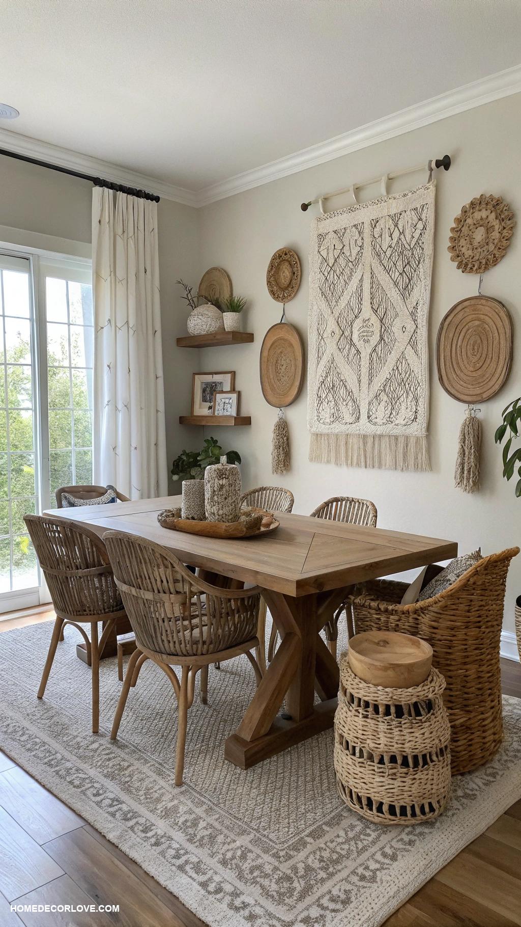 boho dining room Woven baskets for storage
