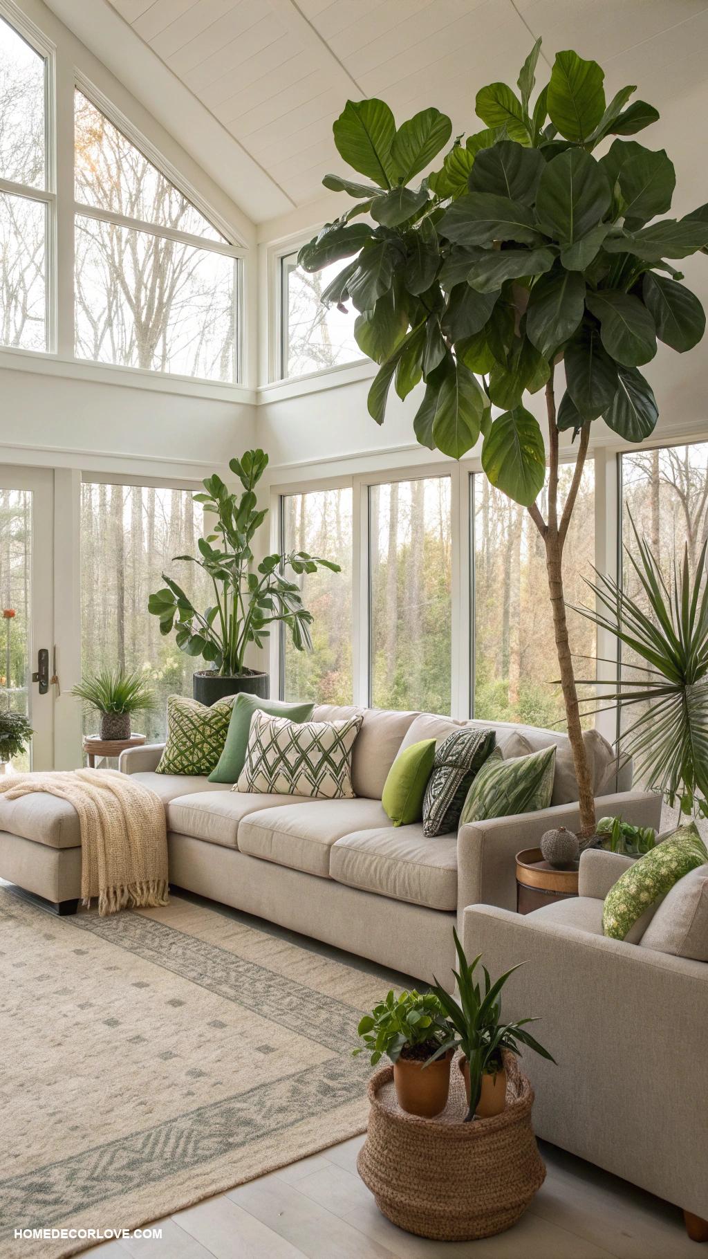 contemporary living room Indoor plants for natural touch