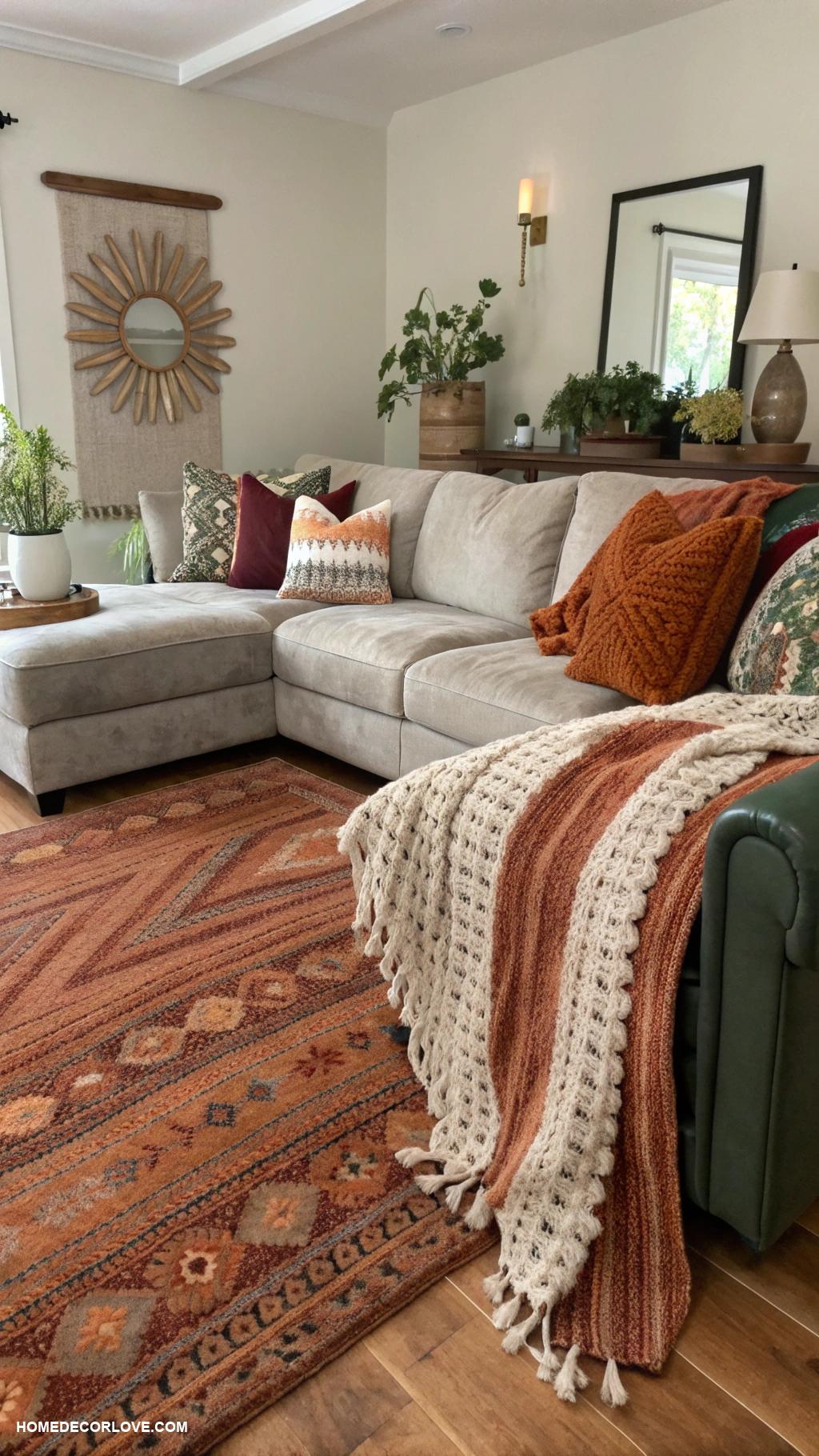 contemporary living room Layered textiles for cozy ambiance