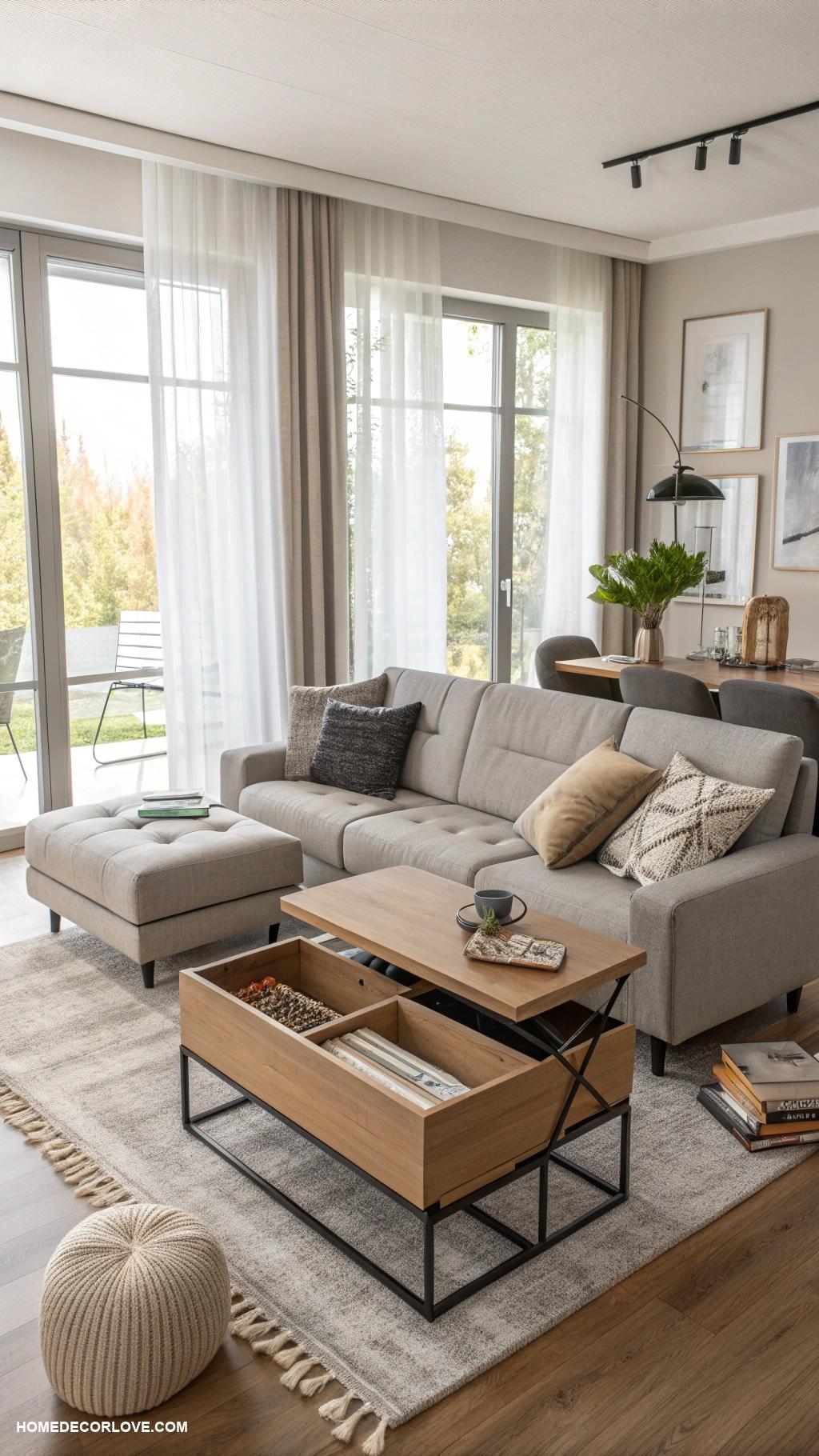 contemporary living room Multi functional furniture for small spaces