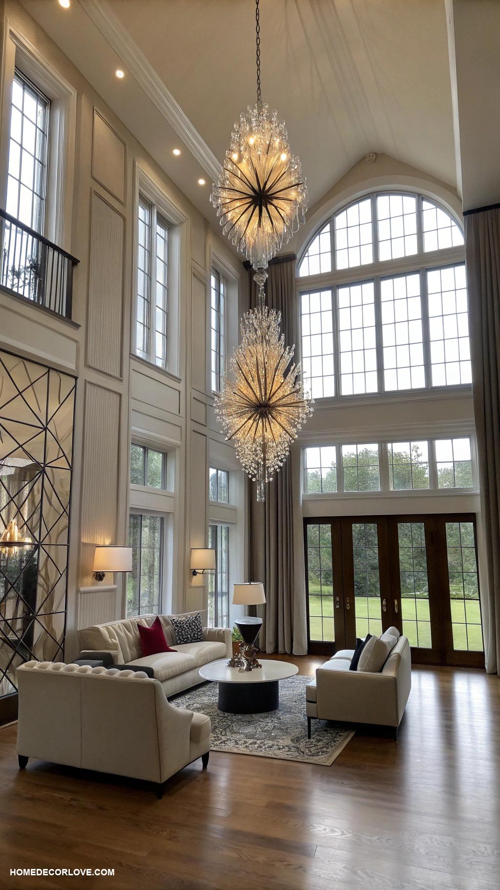 contemporary living room Statement lighting fixtures as focal points