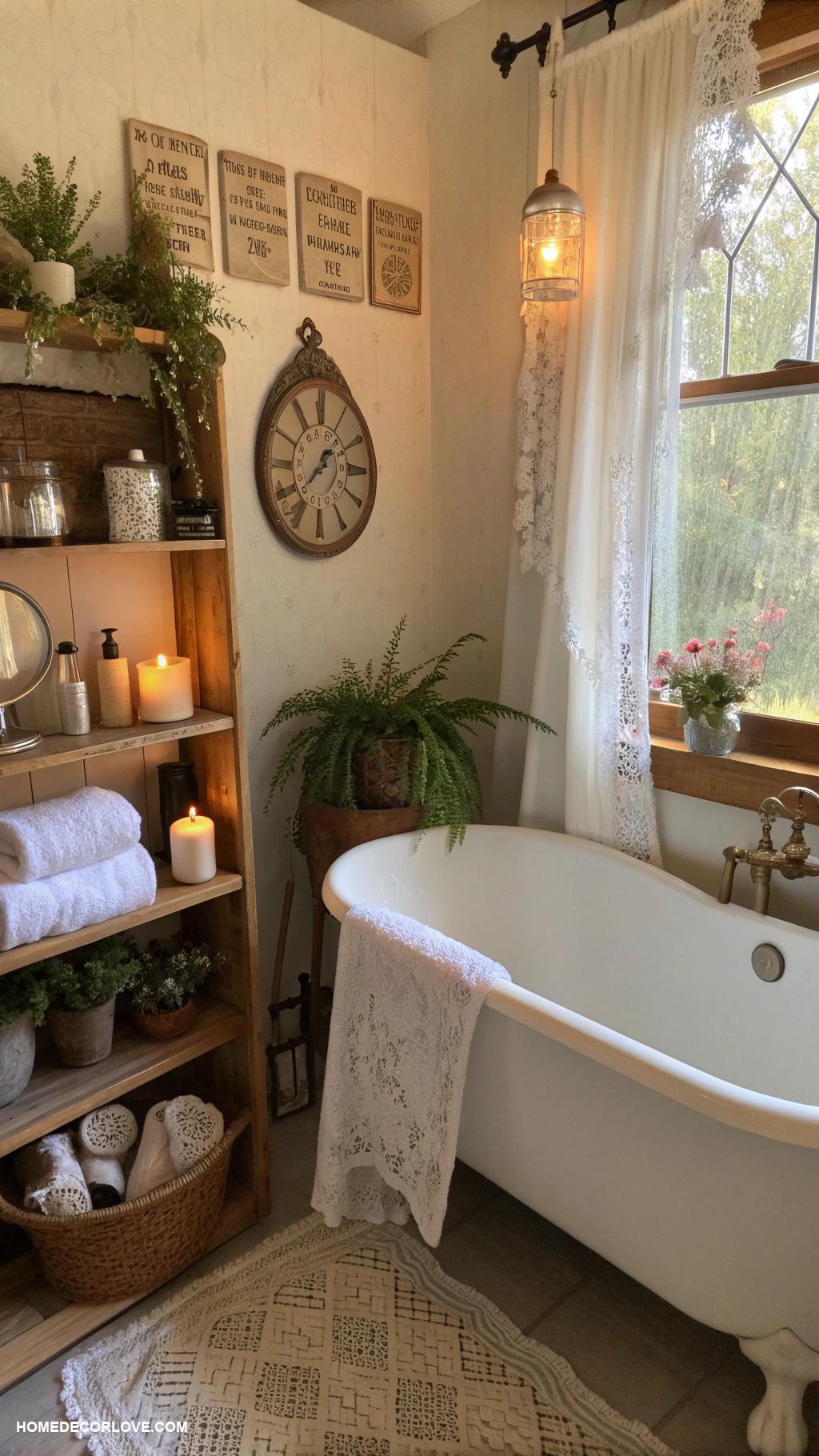 cozy bathroom Accessorize with vintage decor items