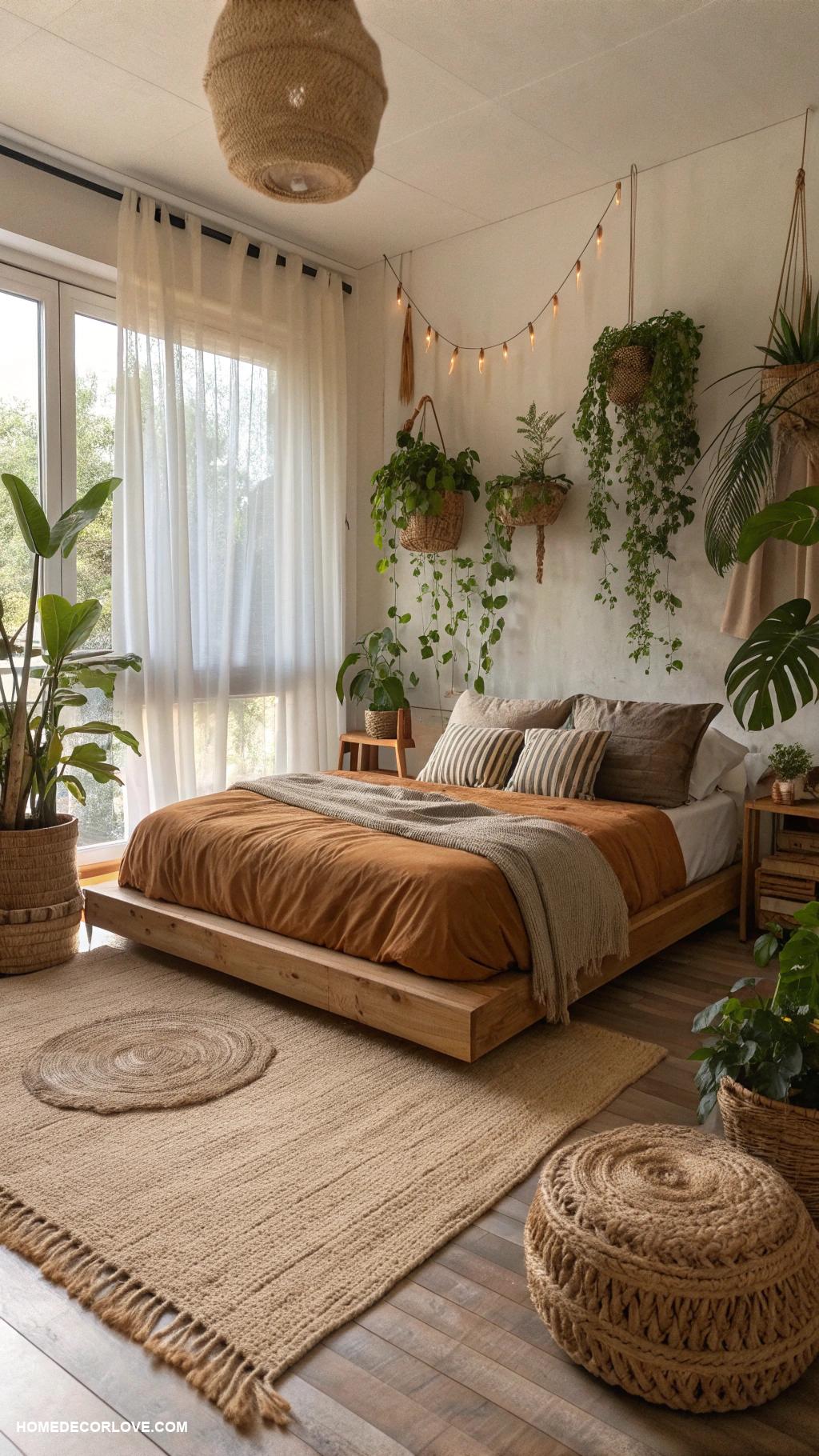 earthy bedroom Add indoor plants for a refreshing vibe