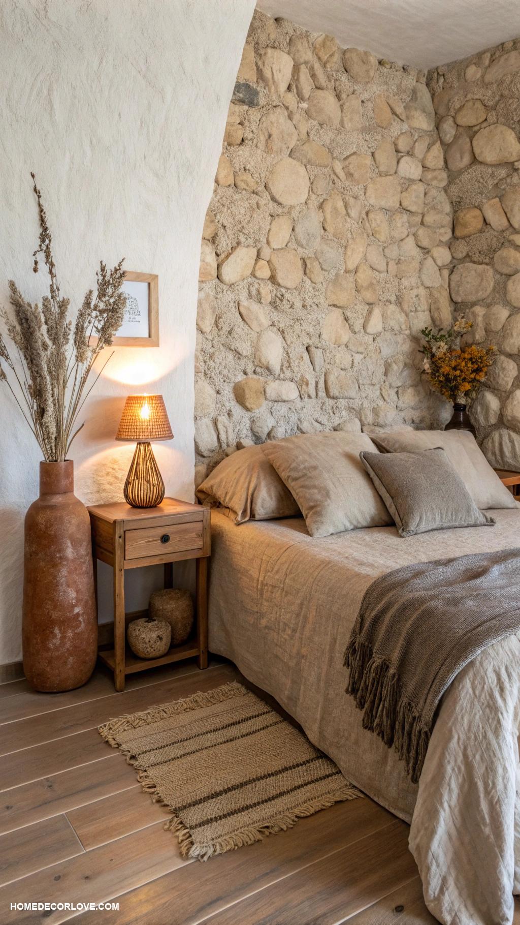 earthy bedroom Choose stone or clay decor pieces