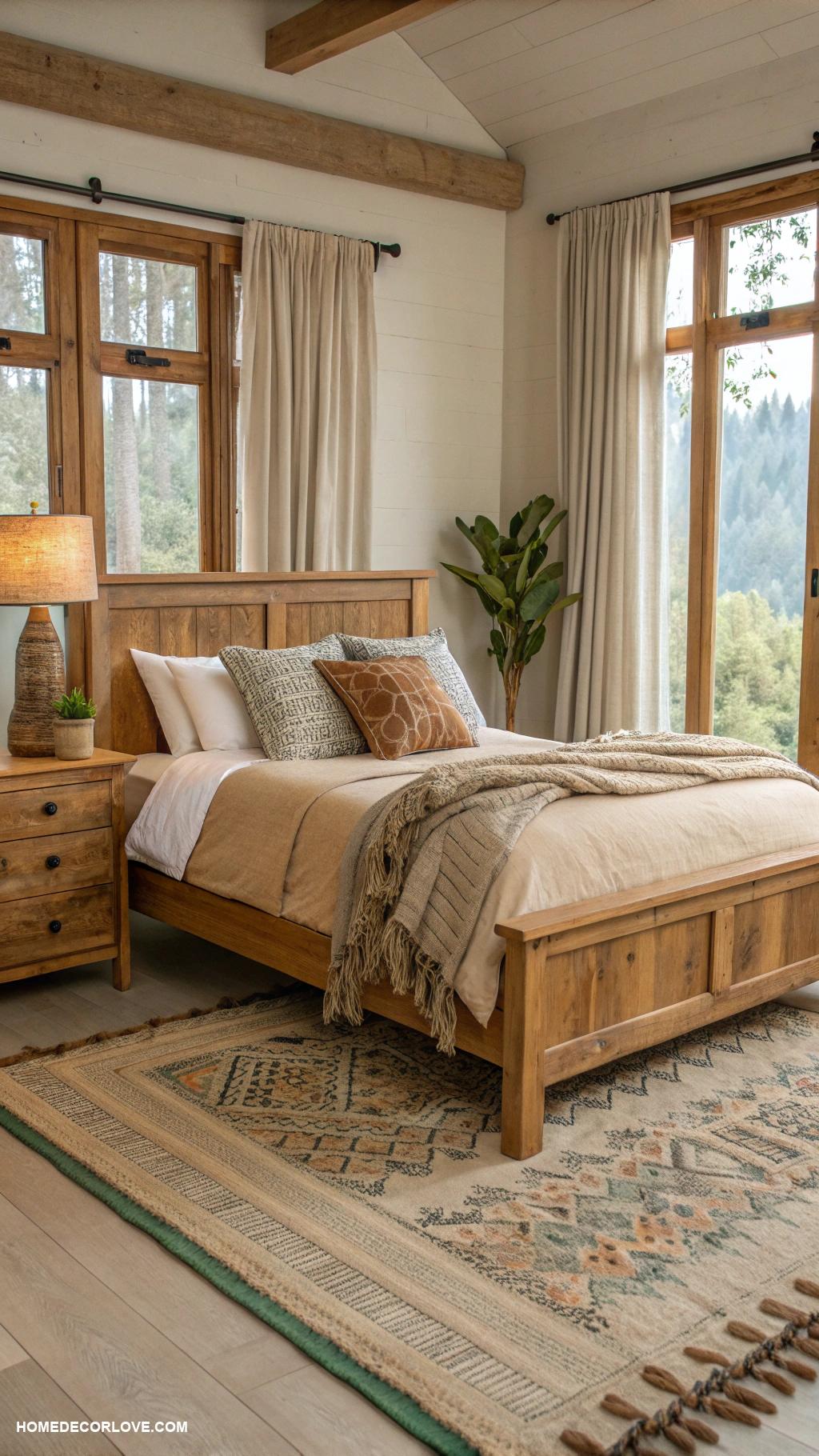 earthy bedroom Use natural wood furniture for a warm look