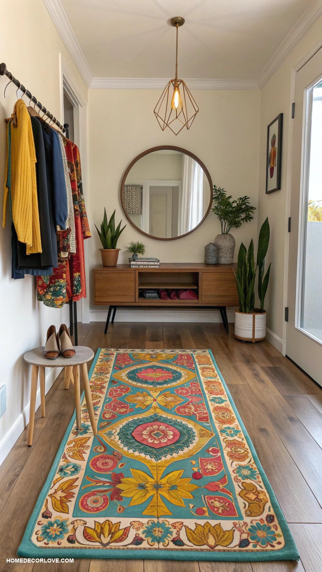 entrance ideas entryway Colorful rug to add warmth