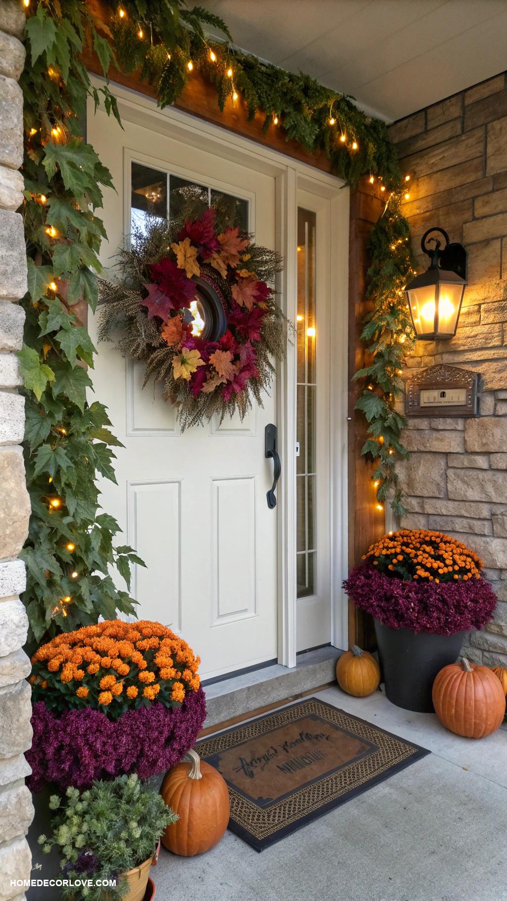 entrance ideas entryway Seasonal wreath for festive touch