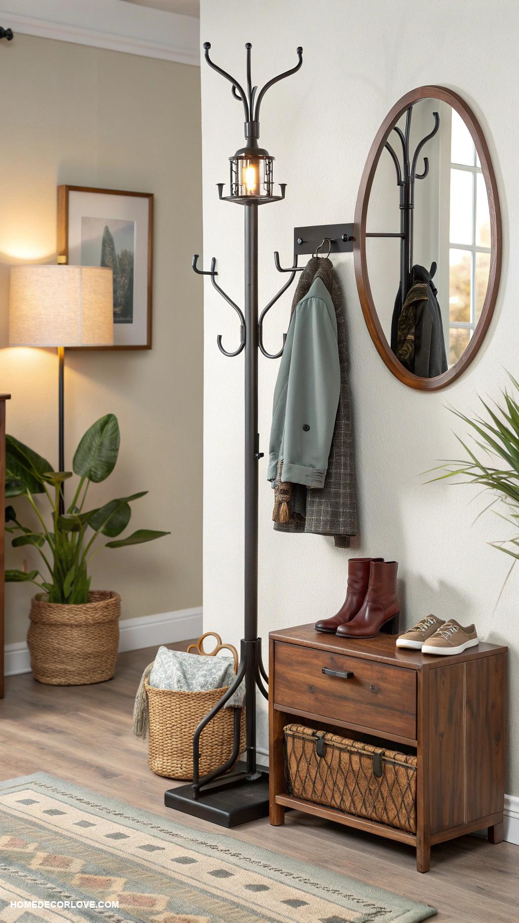 entrance ideas entryway Stylish coat rack for organization