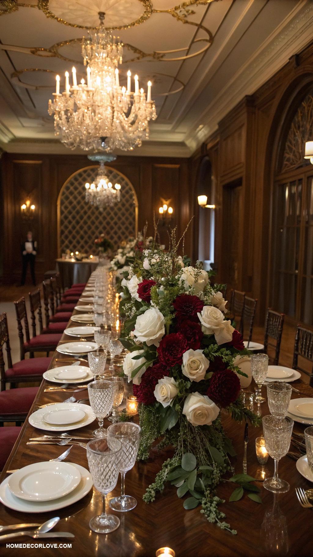 formal dining room Beautifully arranged centerpieces for focal point