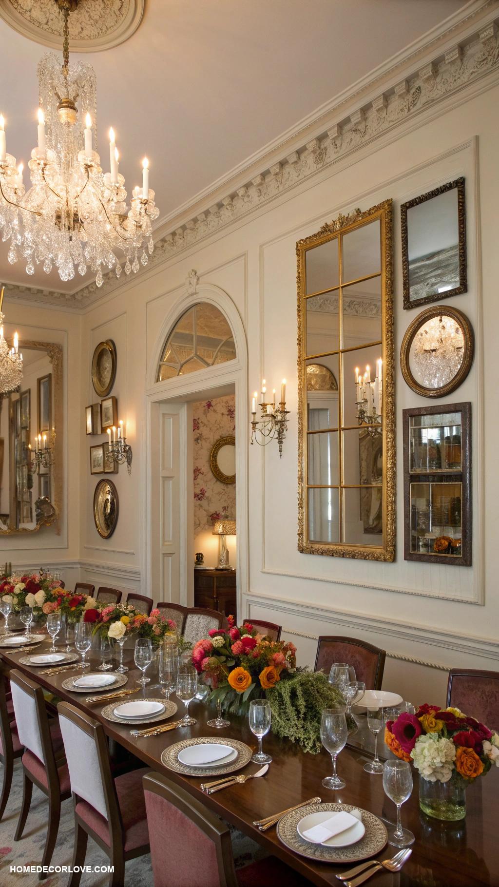 formal dining room Decorative mirrors to enhance light reflection