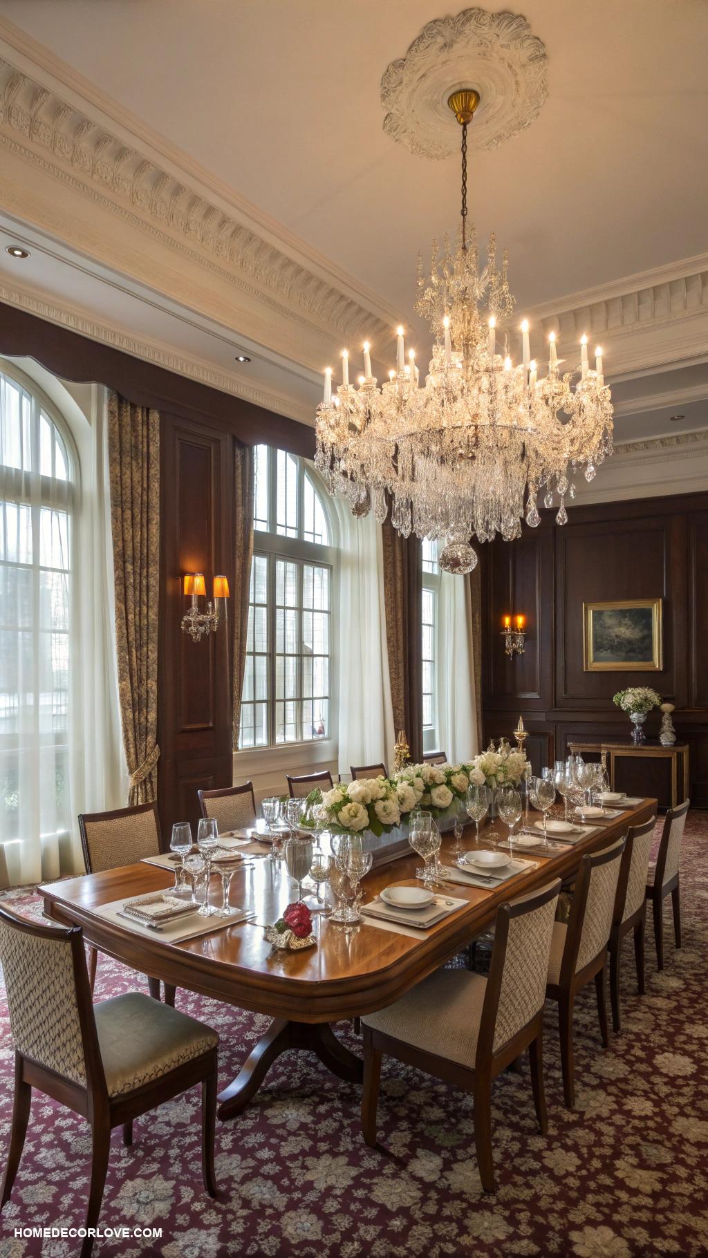 formal dining room Elegant chandelier for beautiful lighting