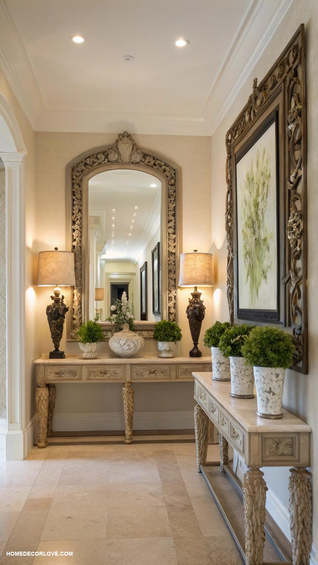long entryway ideas Add a large decorative mirror