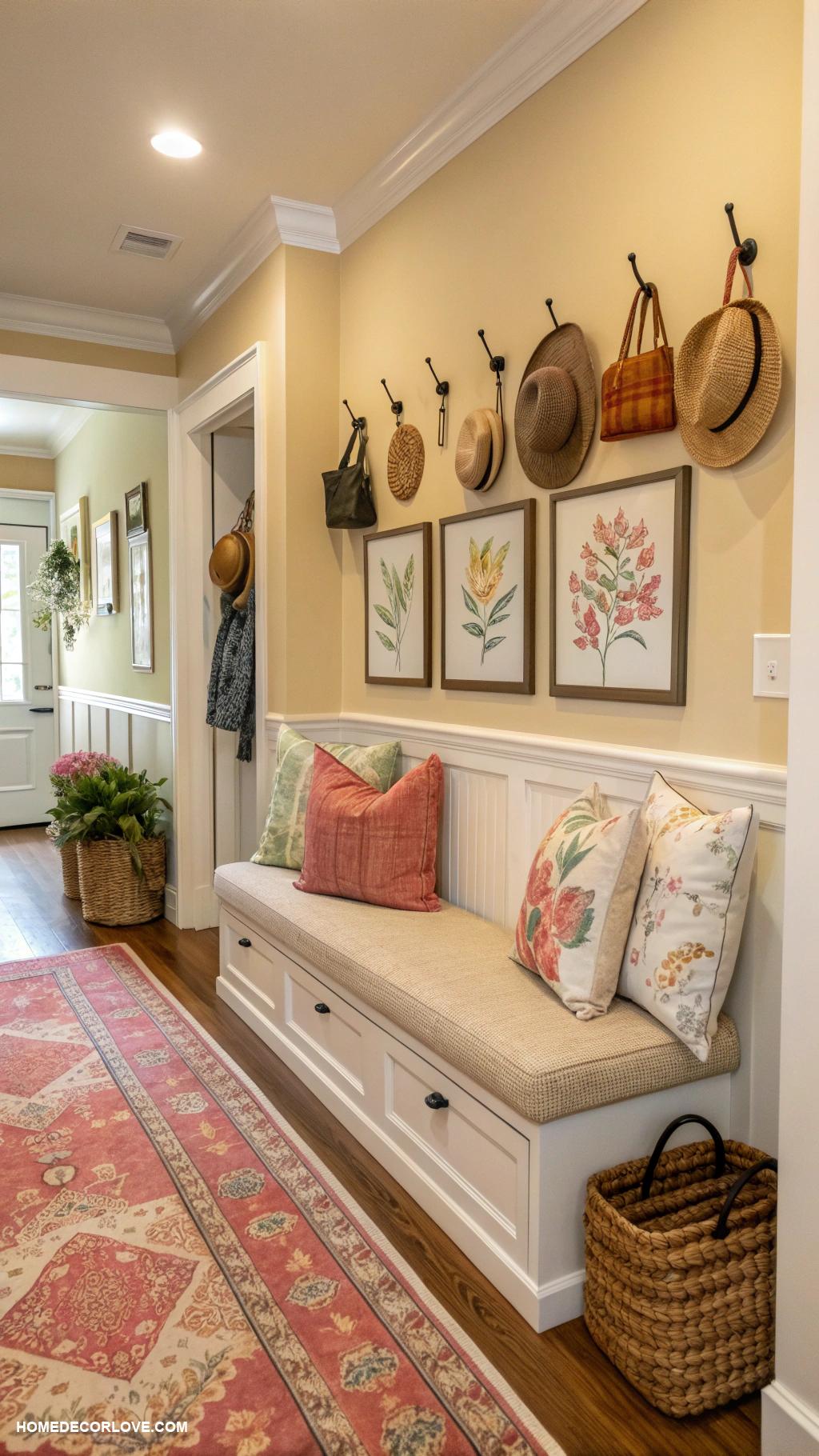 long entryway ideas Include a cozy seating option