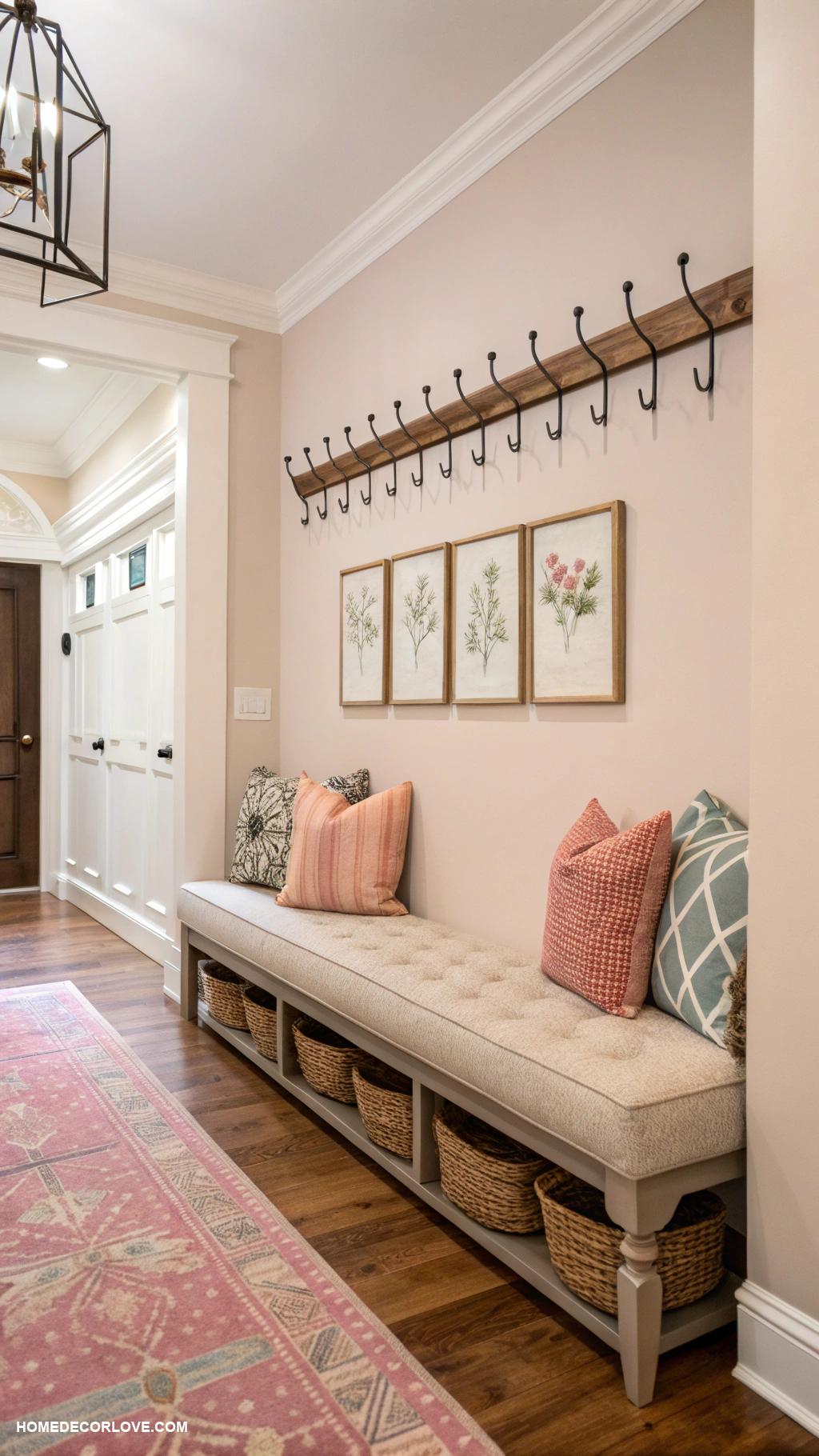 long entryway ideas Install chic wall hooks for organization