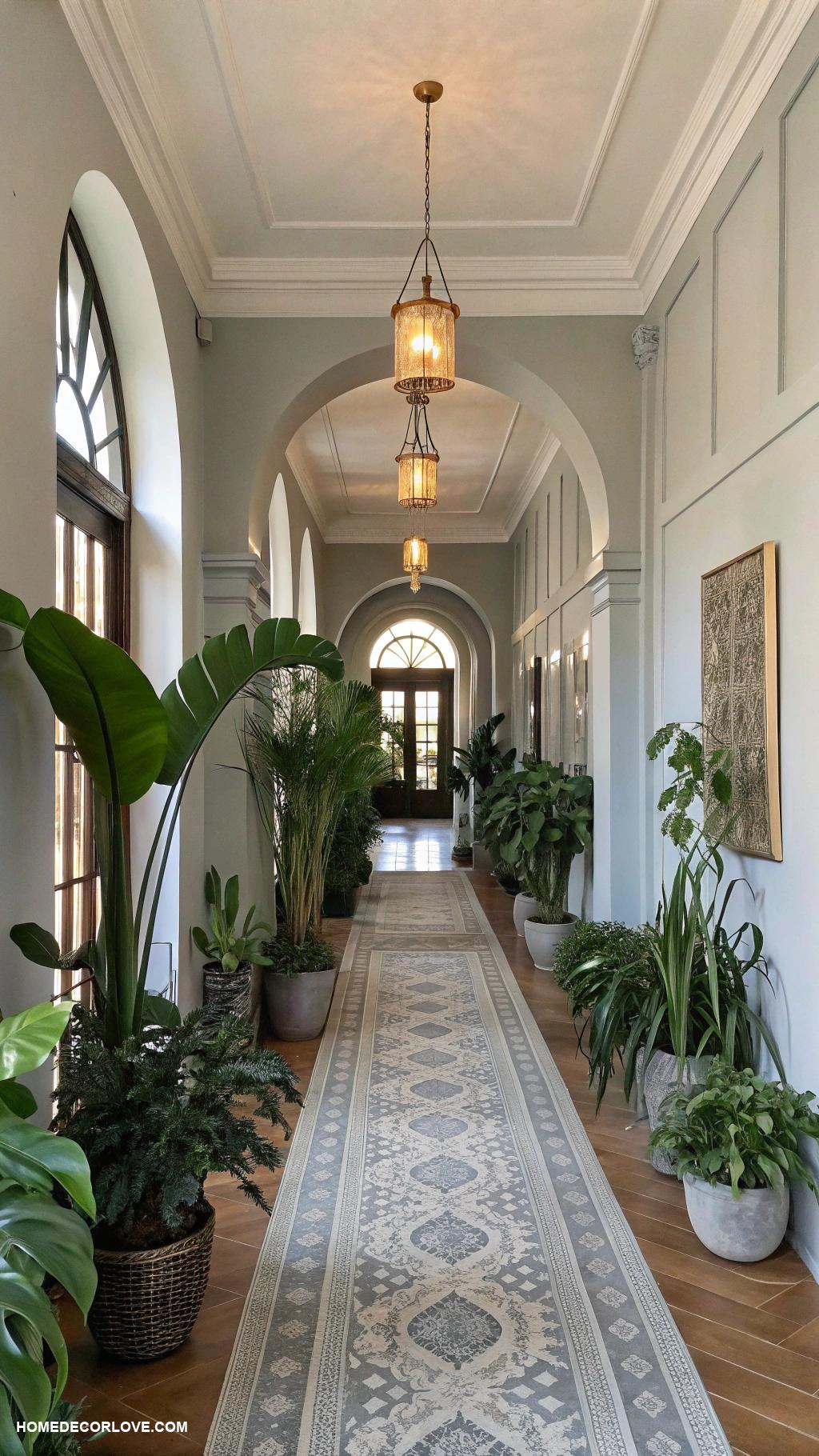 long entryway ideas Use indoor plants for fresh ambiance