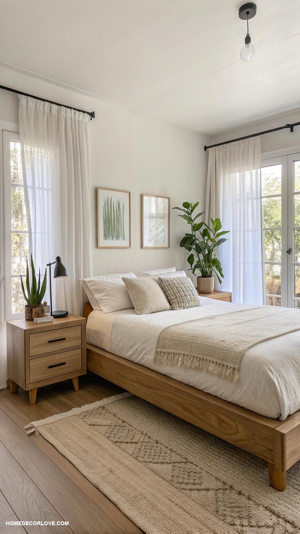 minimalist bedroom Add indoor plants for freshness and tranquility