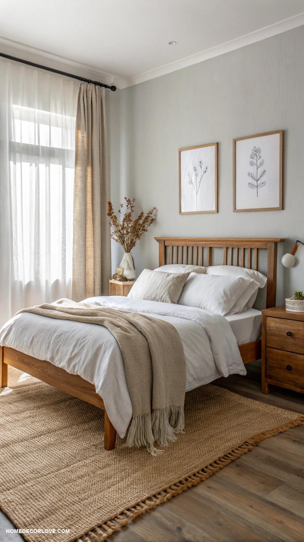 minimalist bedroom Incorporate natural materials like wood and linen