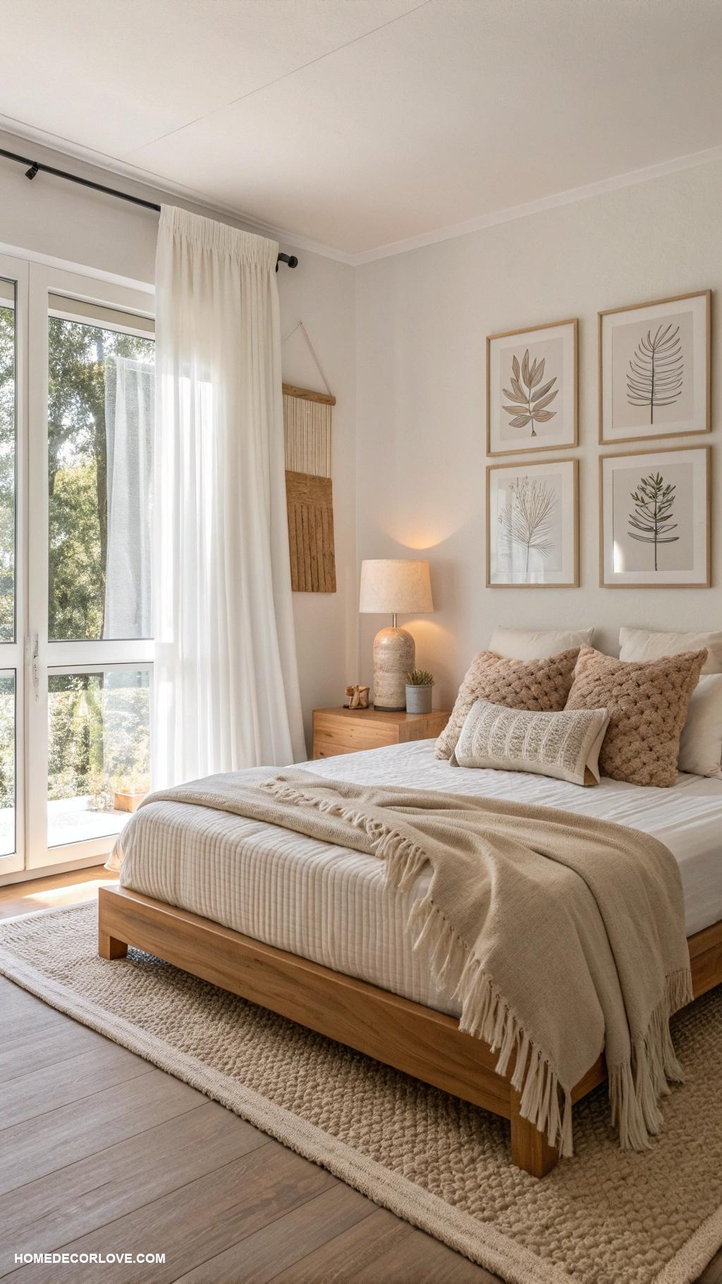 minimalist bedroom Neutral color palette for calming atmosphere