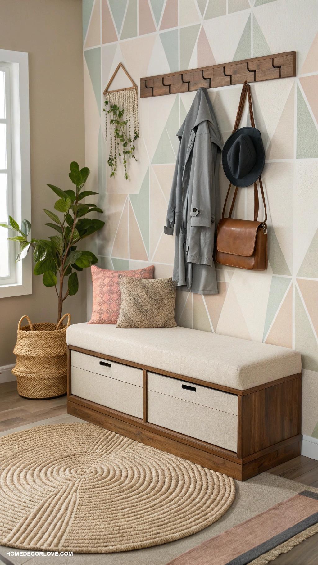 modern entryway Compact bench with hidden storage