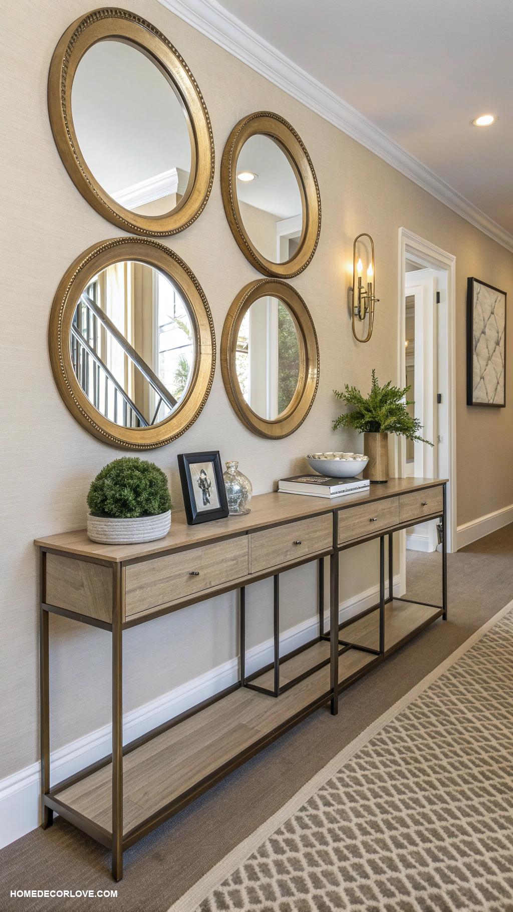 modern entryway Decorative mirrors to enhance light and space