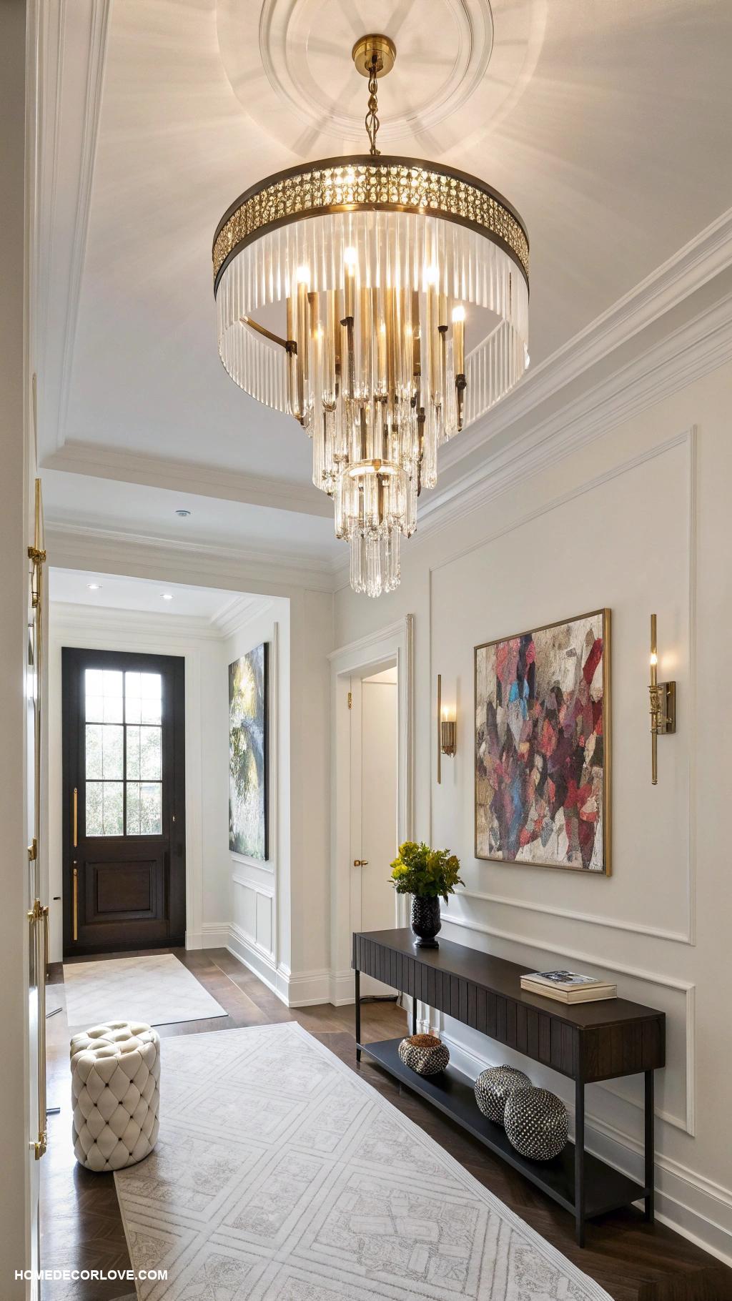 modern entryway Statement lighting fixture for dramatic effect