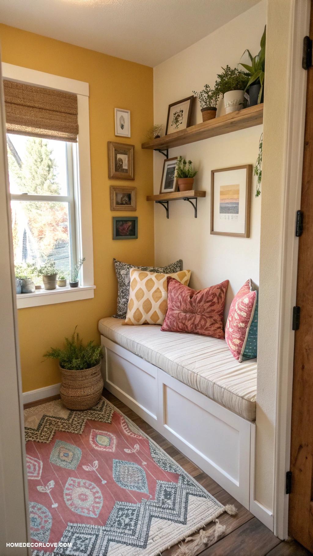 narrow entryway ideas Create a cozy seating nook