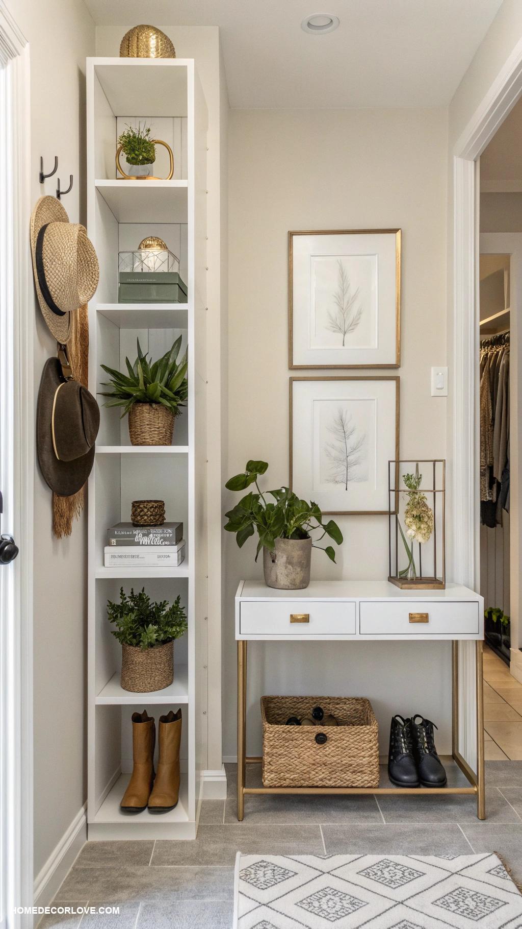 narrow entryway ideas Utilize vertical storage solutions