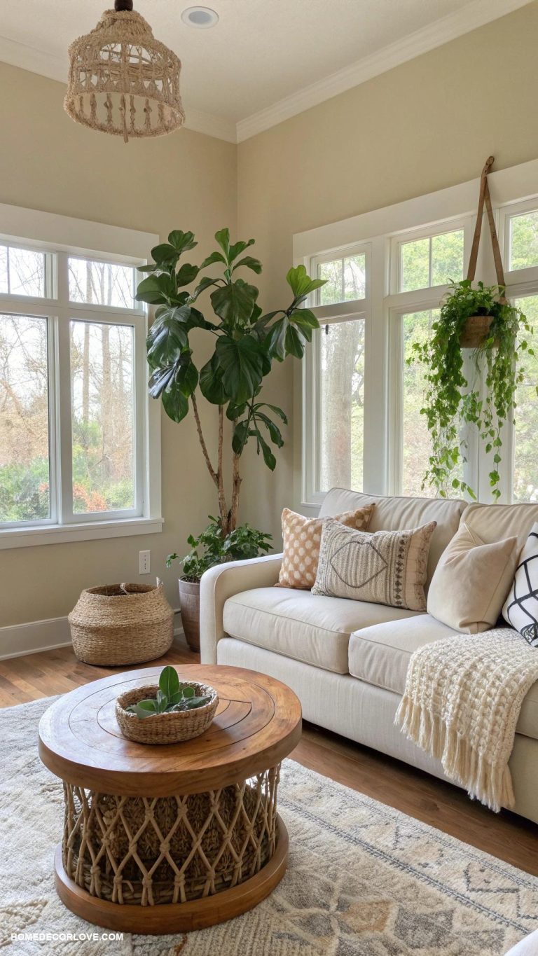 neutral living room Indoor plants for a refreshing vibe
