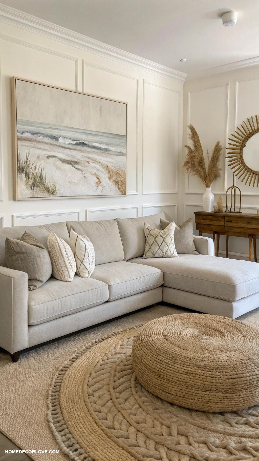 neutral living room Neutral colored artwork for visual interest