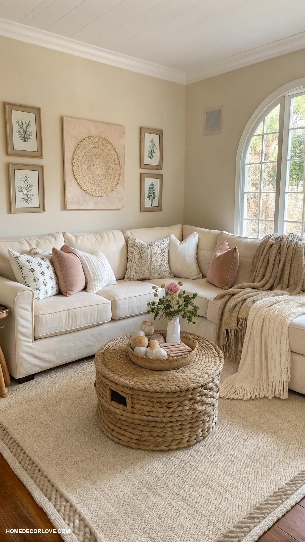 neutral living room Woven basket for stylish storage