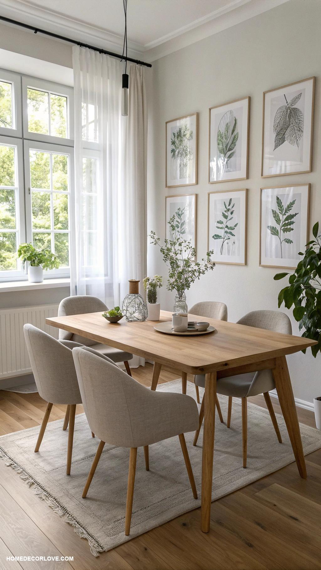 organic modern dining room Scandinavian wood table with minimalist chairs