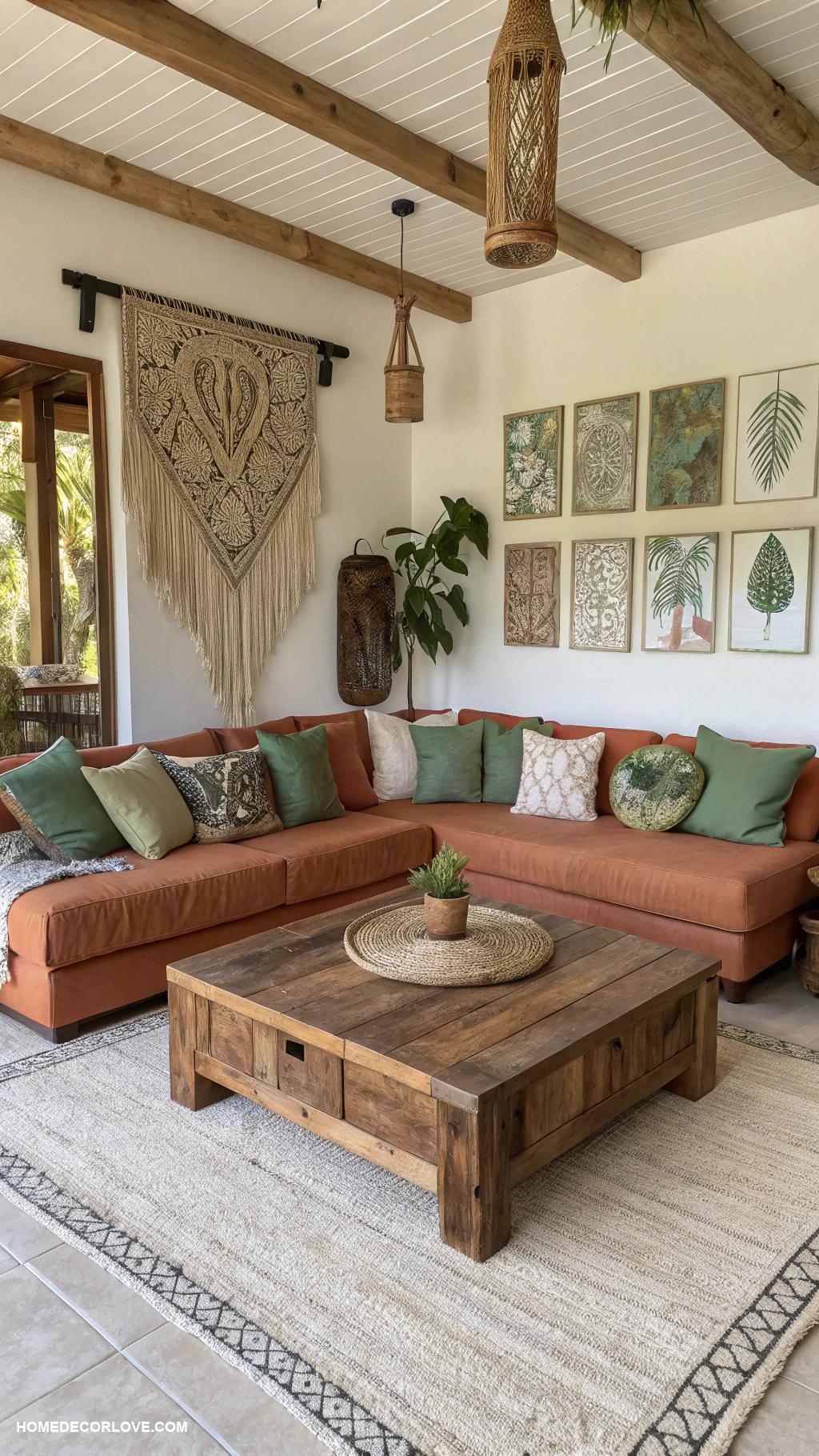 organic modern living room Artisan crafts for unique character