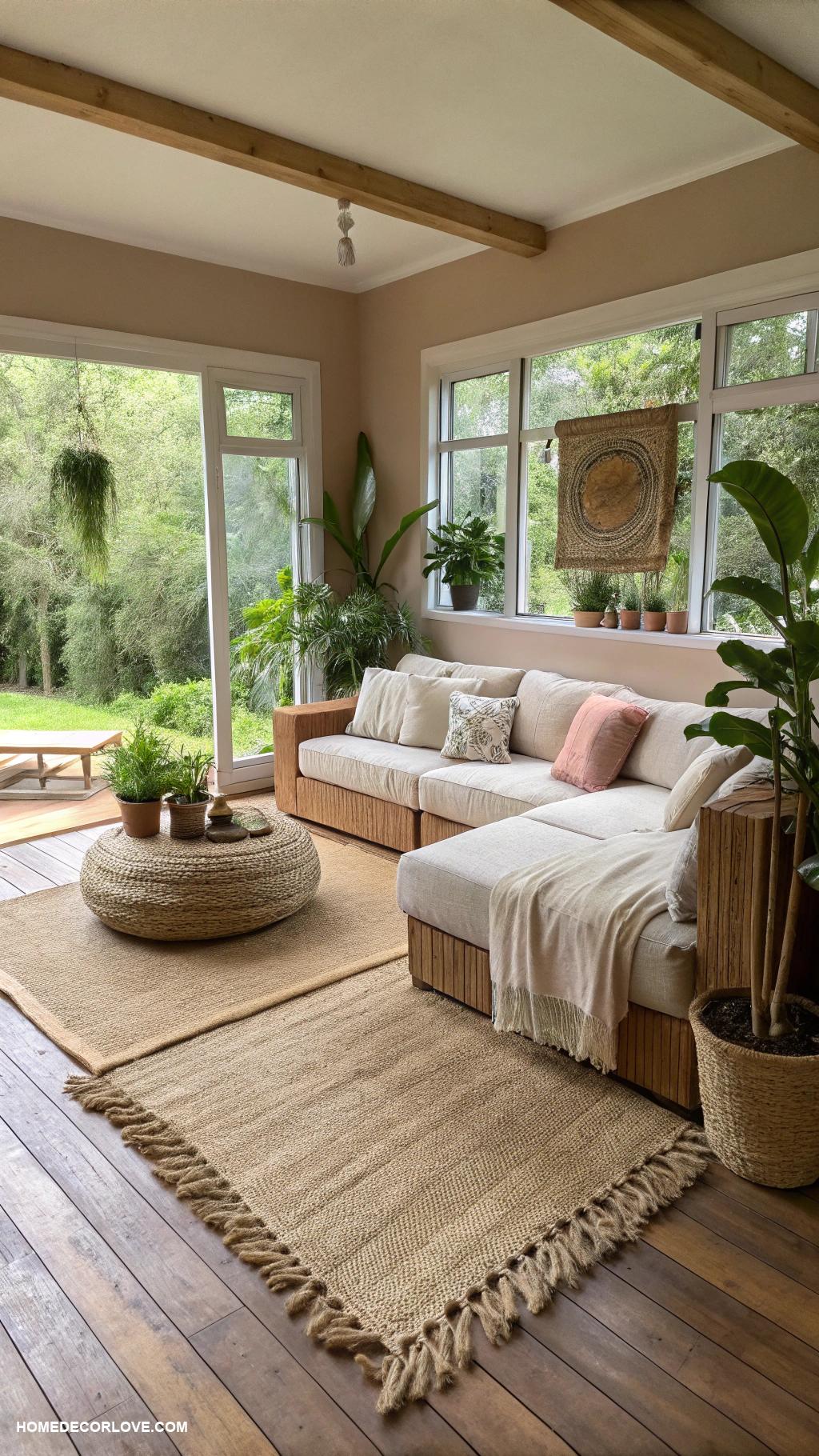 organic modern living room Eco friendly materials for sustainability