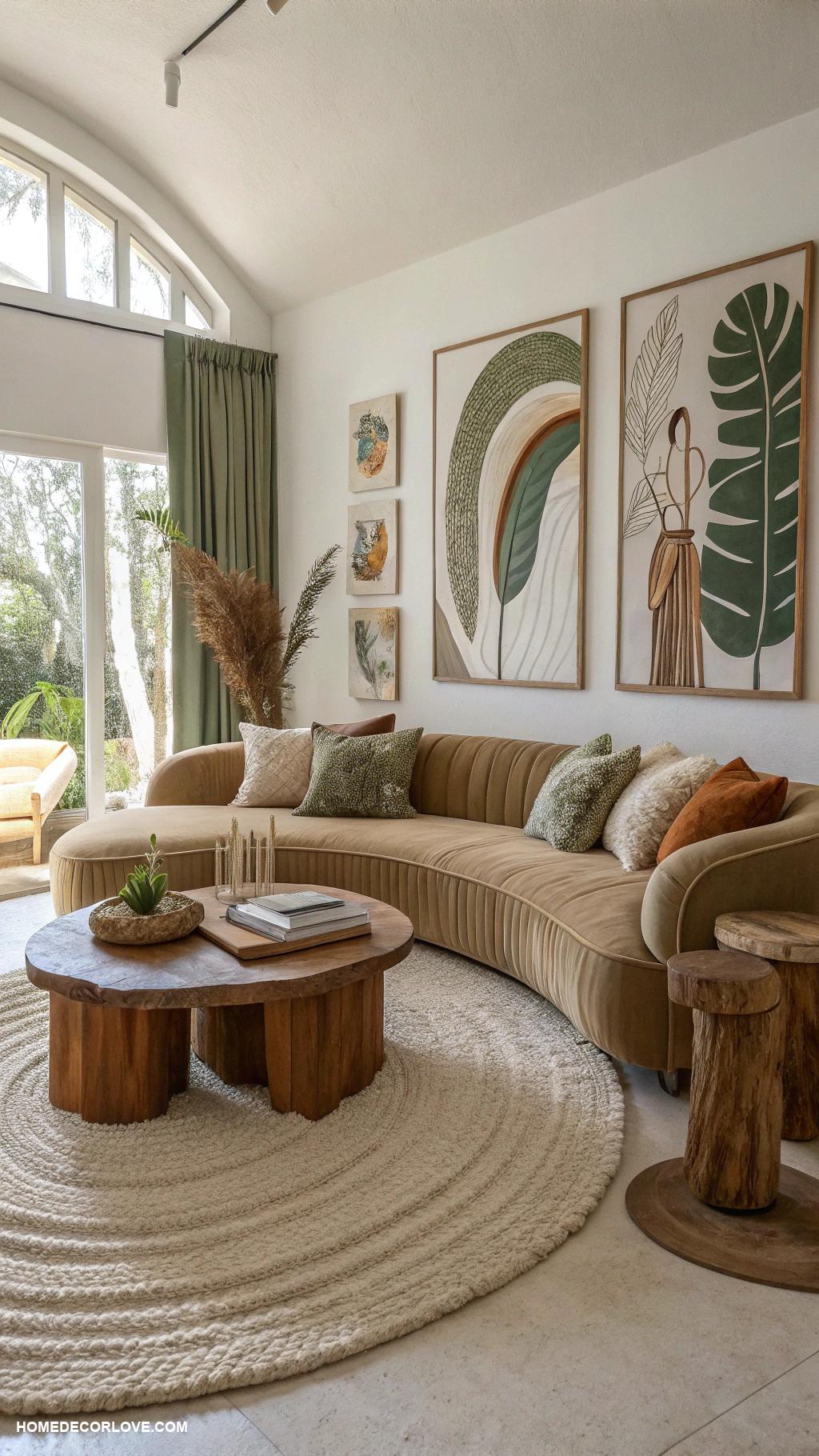 organic modern living room Organic shapes in decor pieces