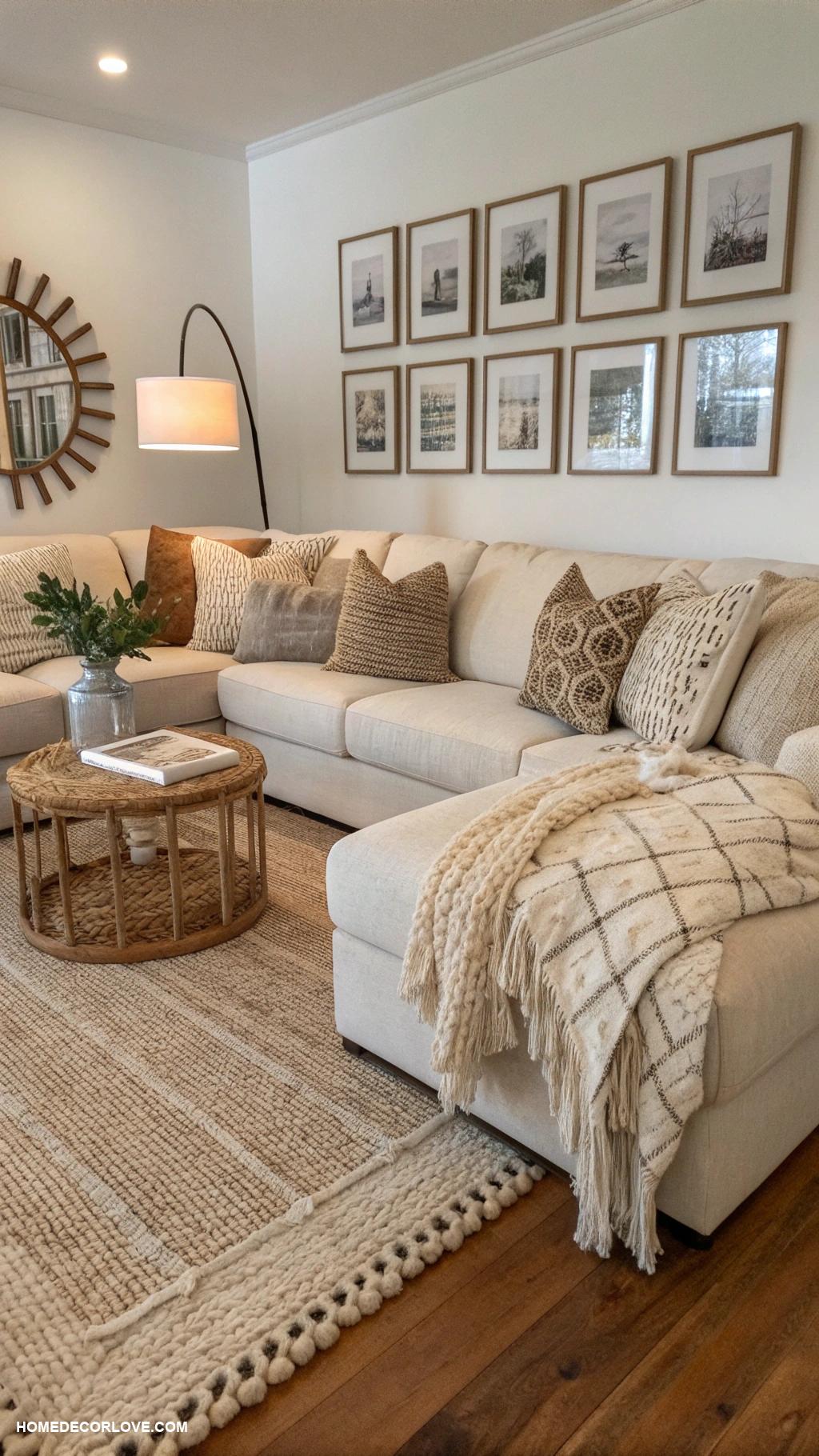 organic modern living room Textured fabrics for cozy feel