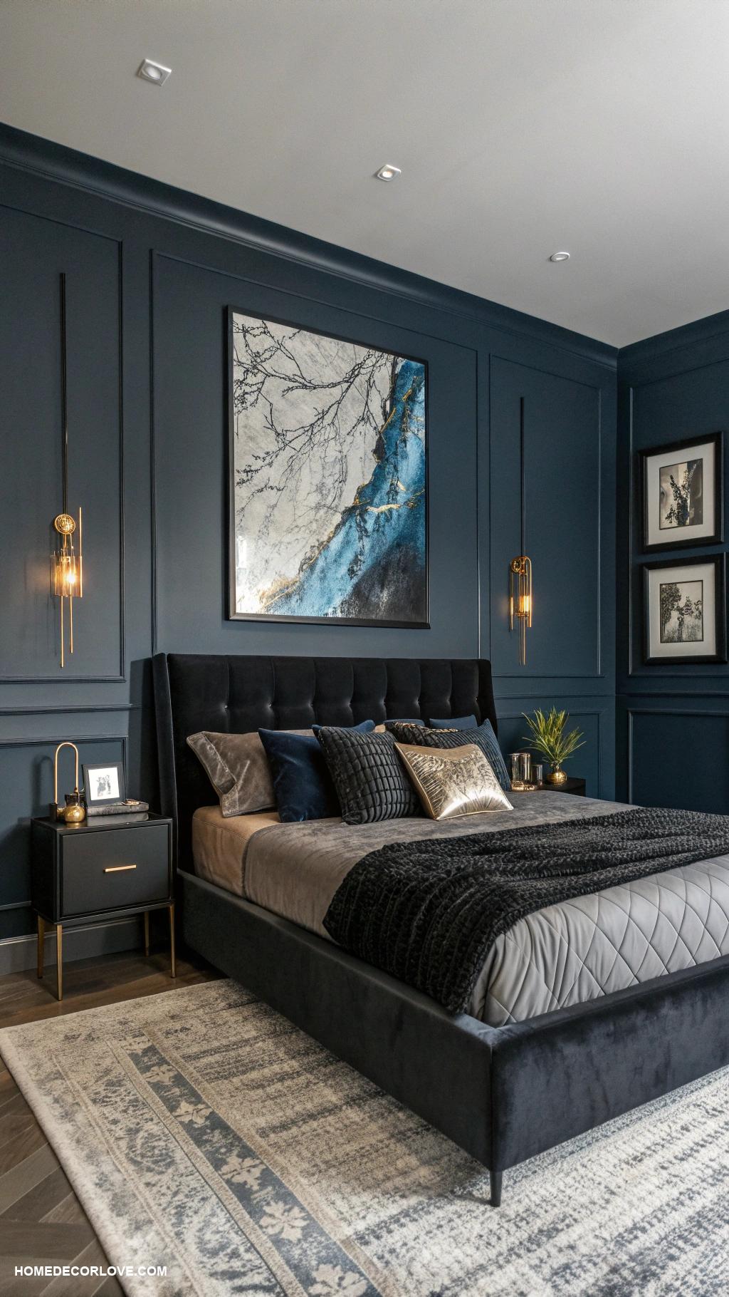 room ideas for men bedroom Dark color palette for a bold statement