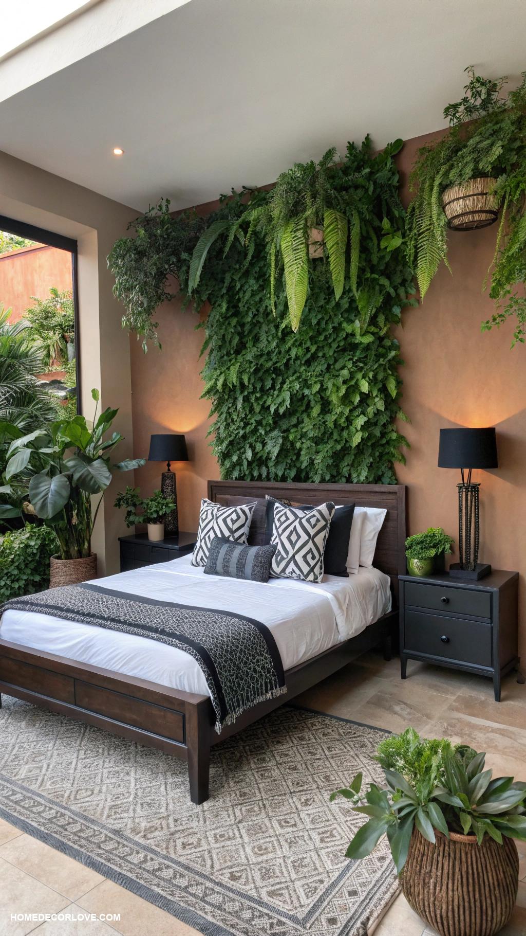 room ideas for men bedroom Green plants for fresh atmosphere