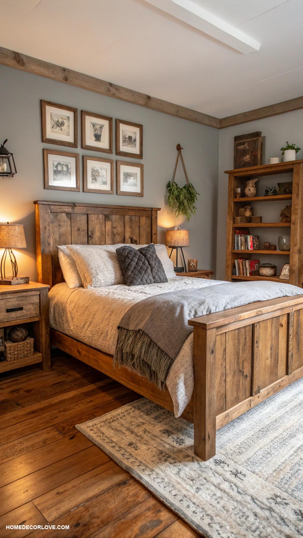 room ideas for men bedroom Rustic wood accents for a cozy vibe
