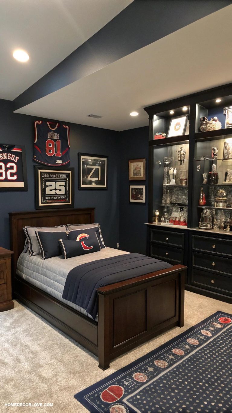 room ideas for men bedroom Sports memorabilia for personal touch
