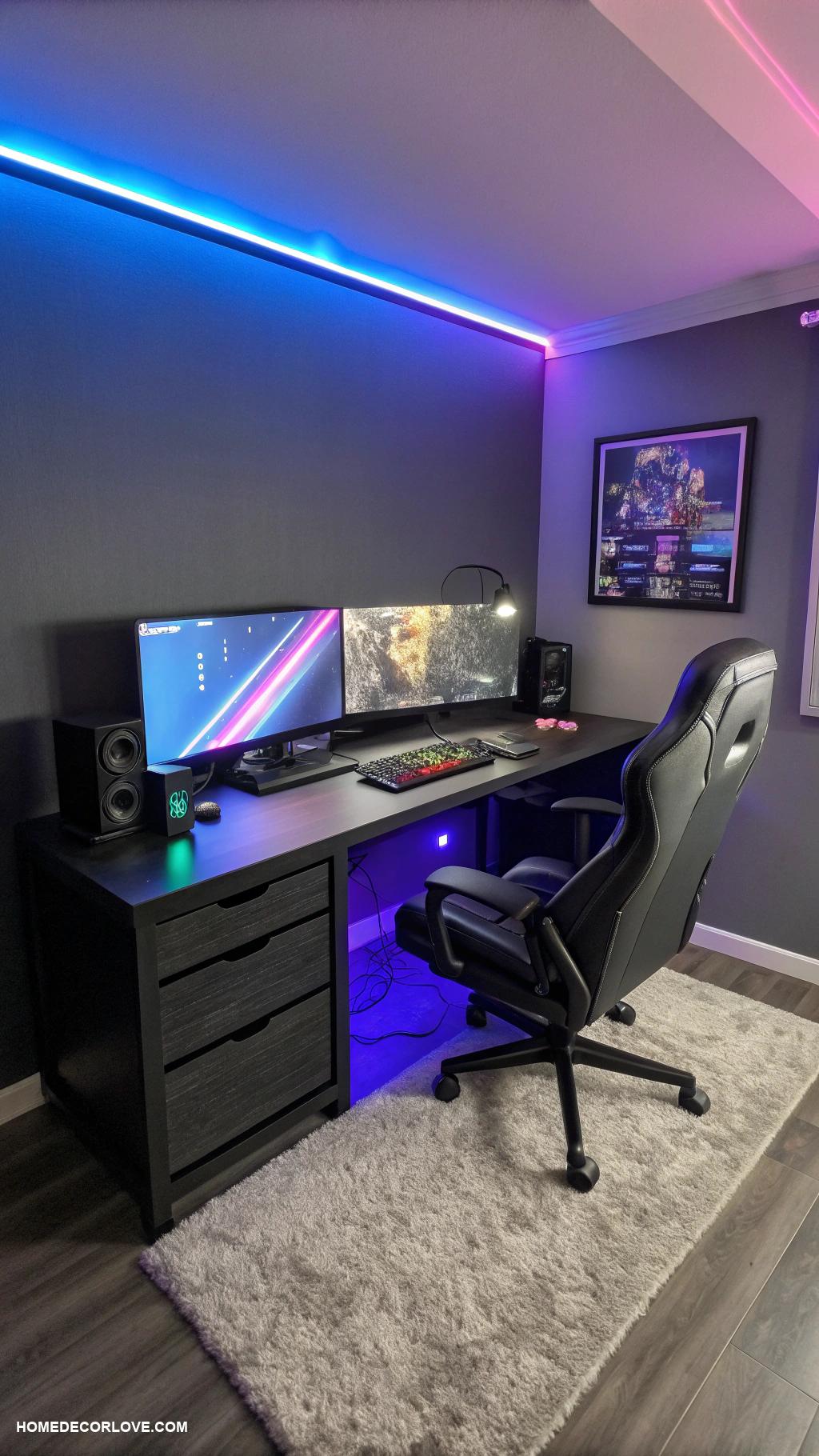 room ideas for men bedroom Tech corner for gaming setup
