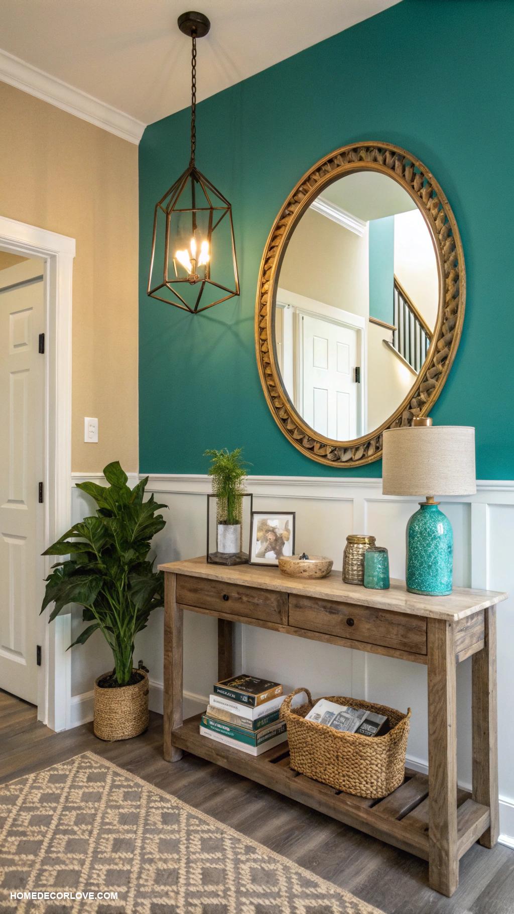 small foyer ideas entryway Paint accent wall a vibrant color