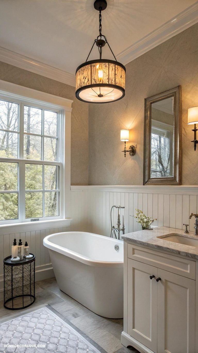 small full bathroom ideas Implement layered lighting for ambiance